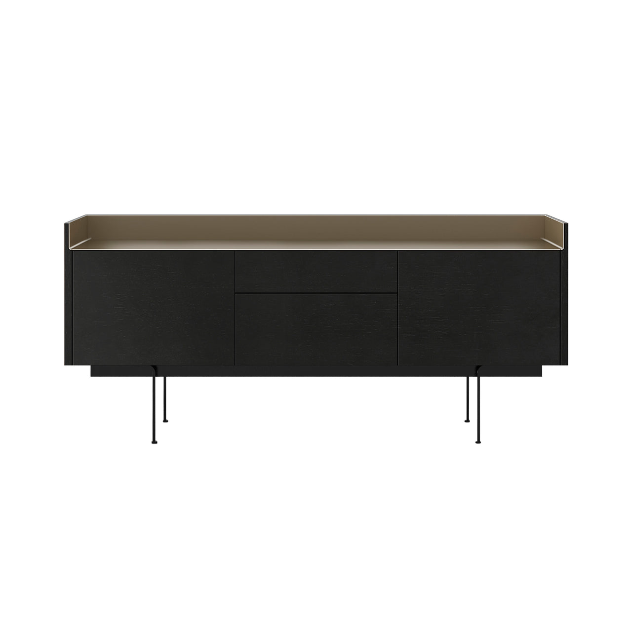 Stockholm STH302 Sideboard: Composition 3 + Ebony Stained Oak + Anodized Aluminum Bronze + Black