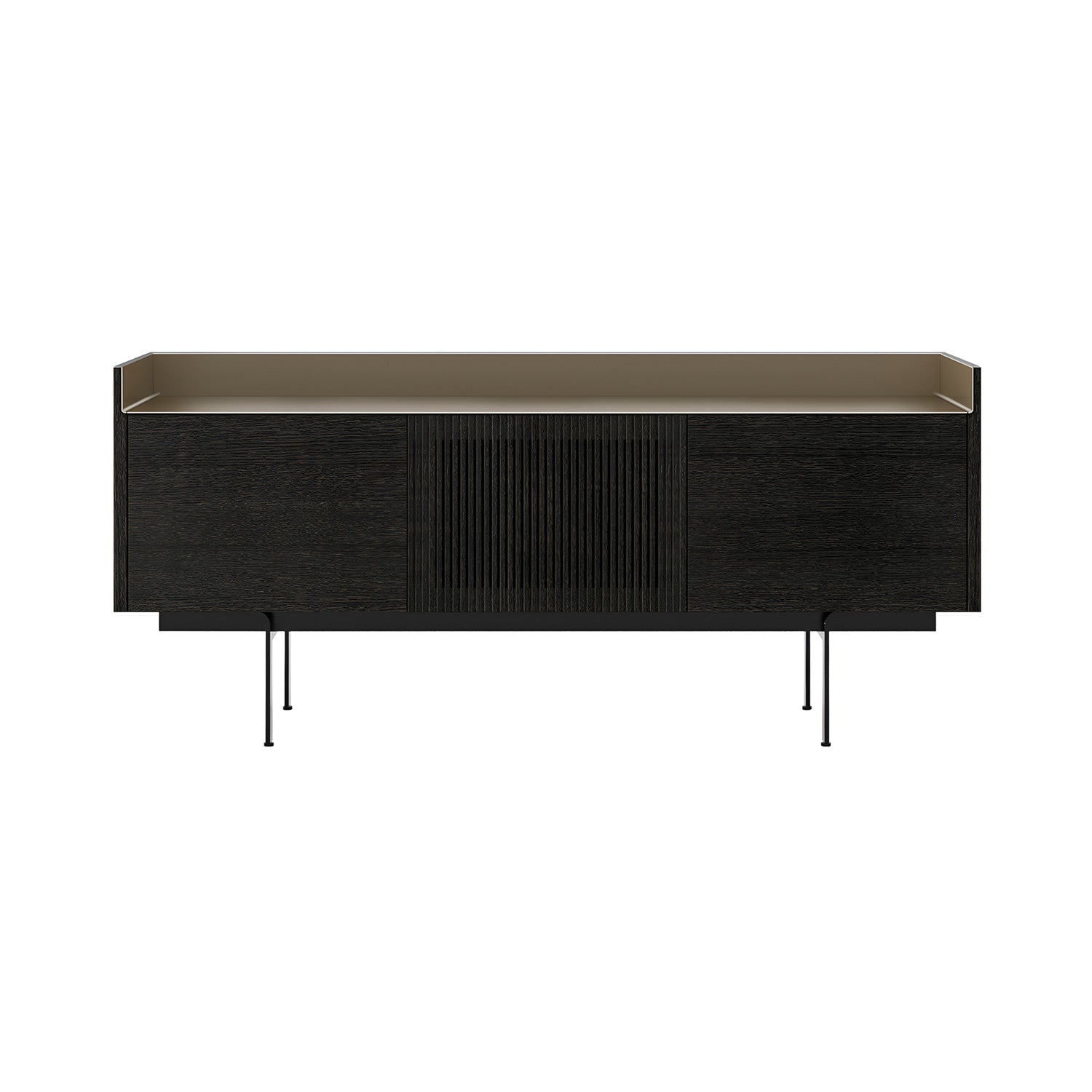 Stockholm STH303 Technic Sideboard: Composition 3 + Dark Grey Stained Oak + Anodized Aluminum Bronze + Black
