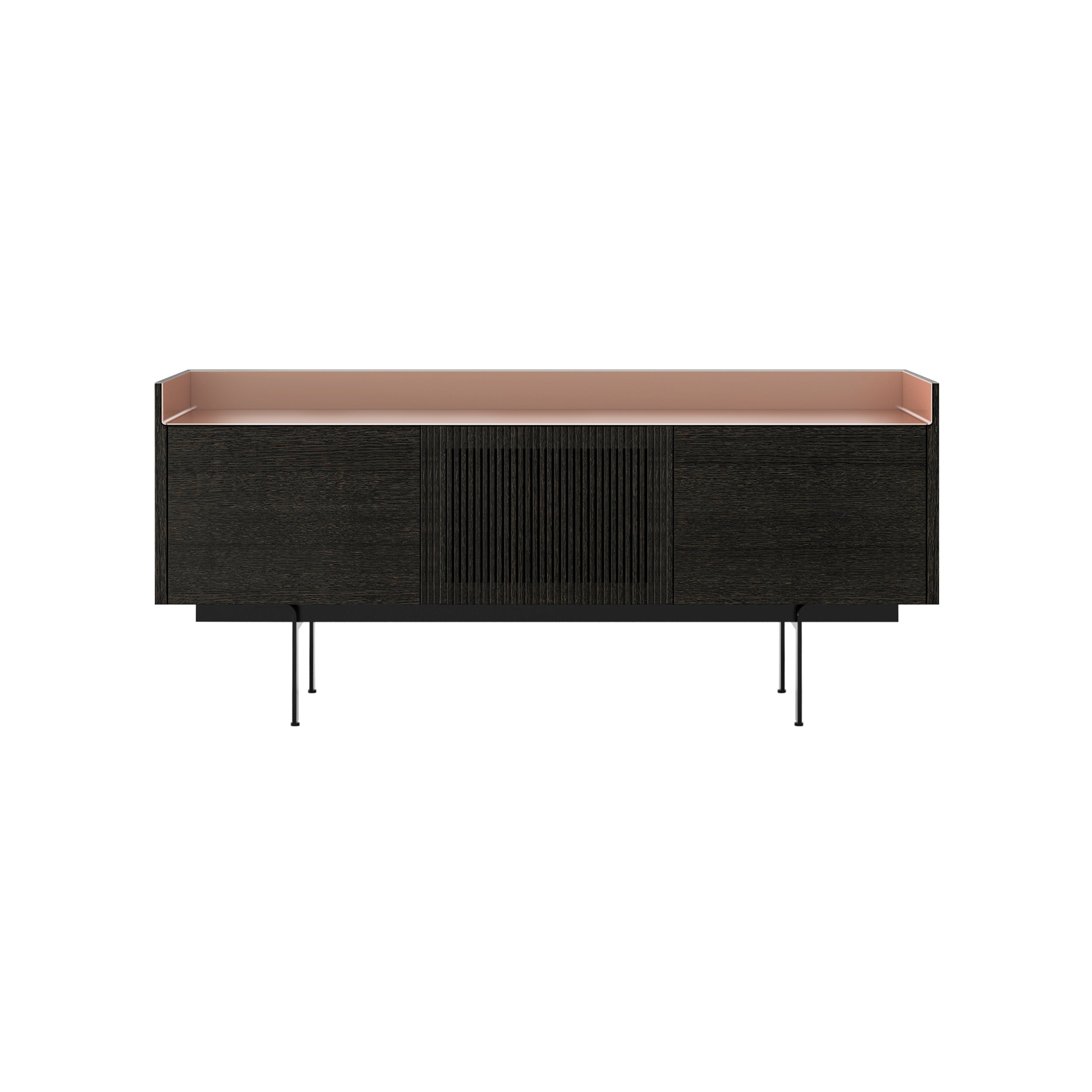 Stockholm Technic Sideboard: STH303 + Dark Grey Stained Oak + Anodized Aluminum Pale Rose + Black