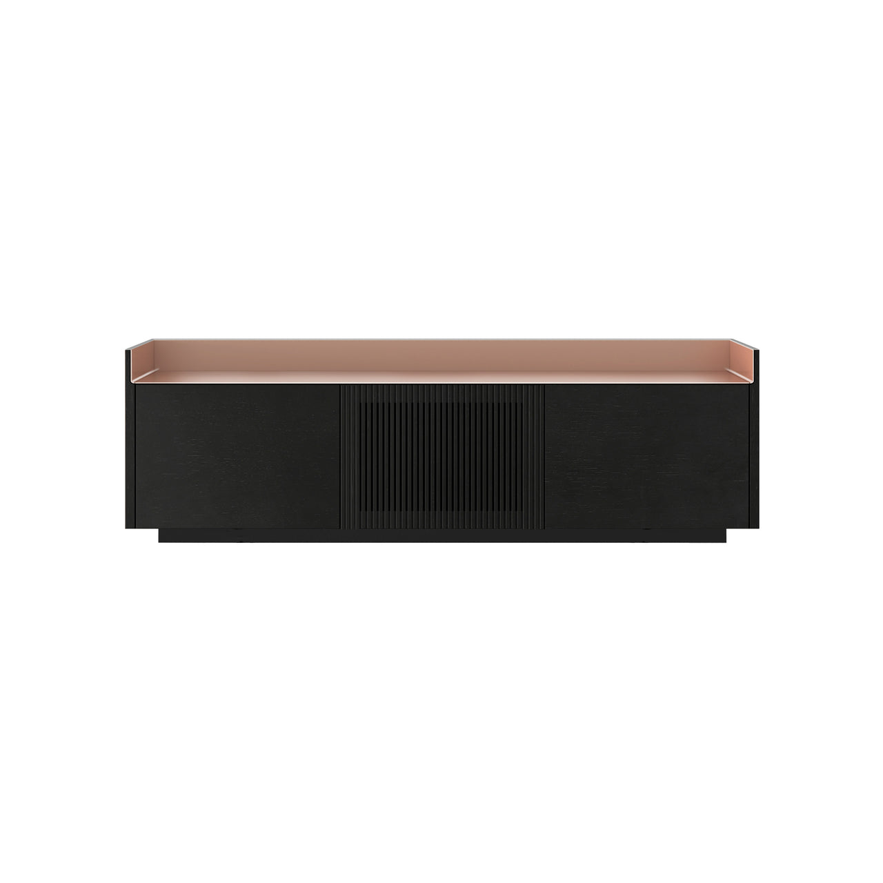 Stockholm STH303 Sideboard: Composition 1 + Ebony Stained Oak + Anodized Aluminum Pale Rose + Black