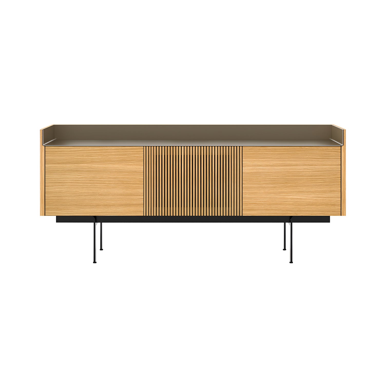 Stockholm STH303 Technic Sideboard: Composition 3 + Super-Matt Oak + Anodized Aluminum Bronze + Black