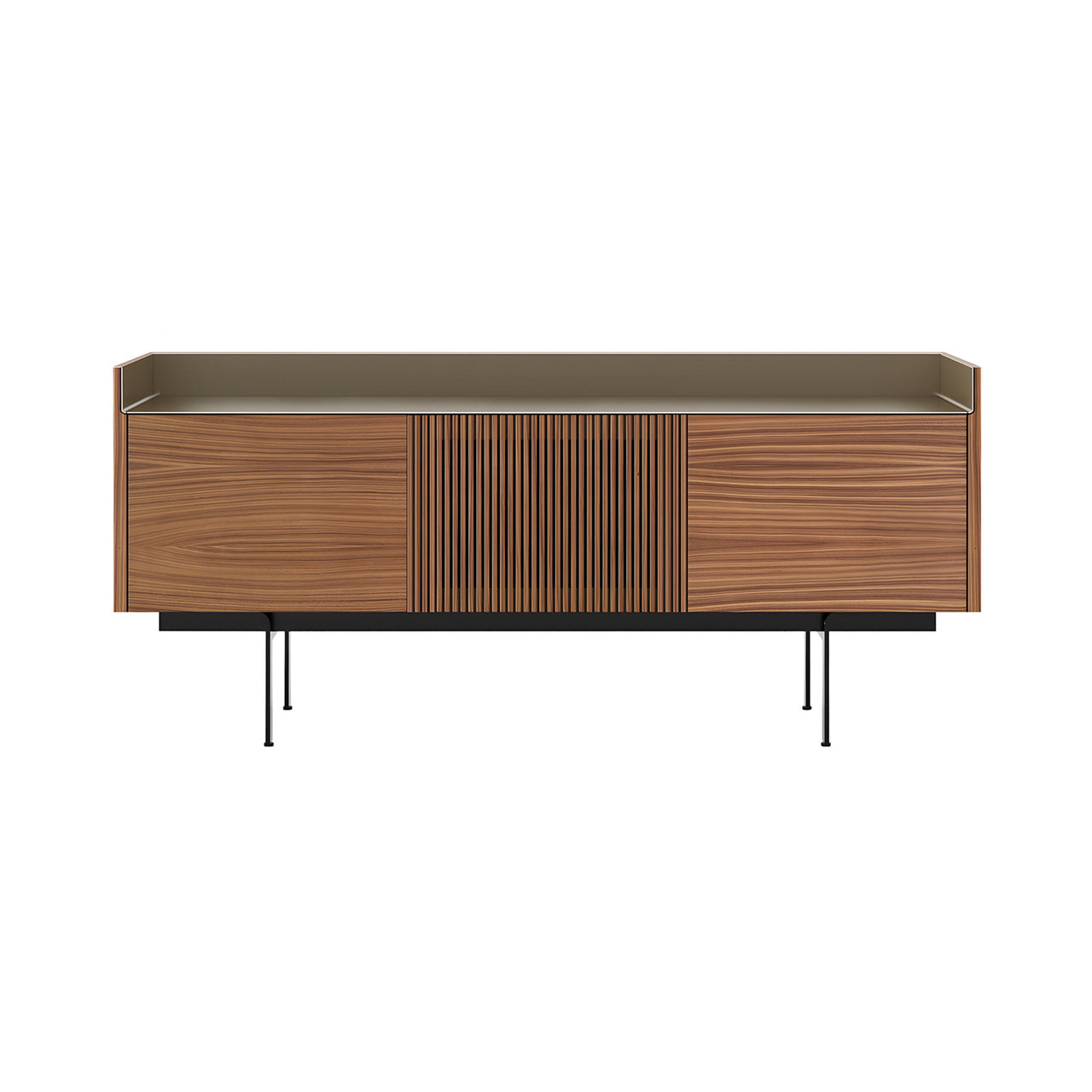 Stockholm STH303 Technic Sideboard: Composition 3 + Super-Matt Walnut + Anodized Aluminum Bronze + Black