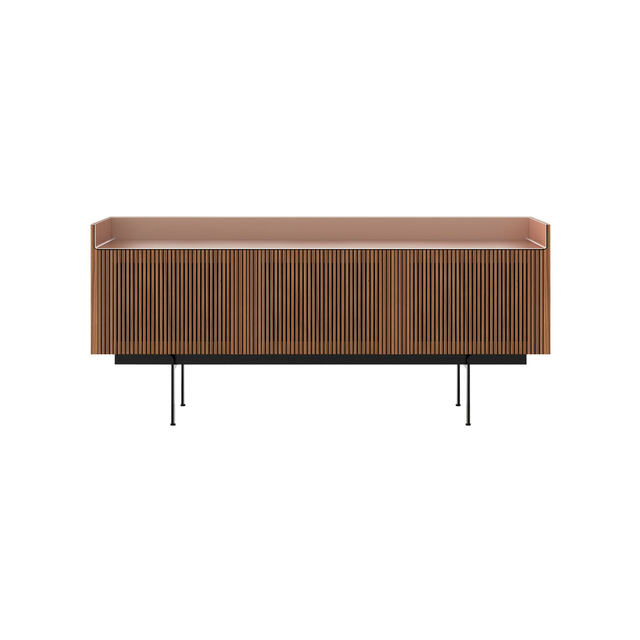 Stockholm Technic Sideboard: STH304 + Walnut Stained Walnut + Anodized Aluminum Pale Rose + Black