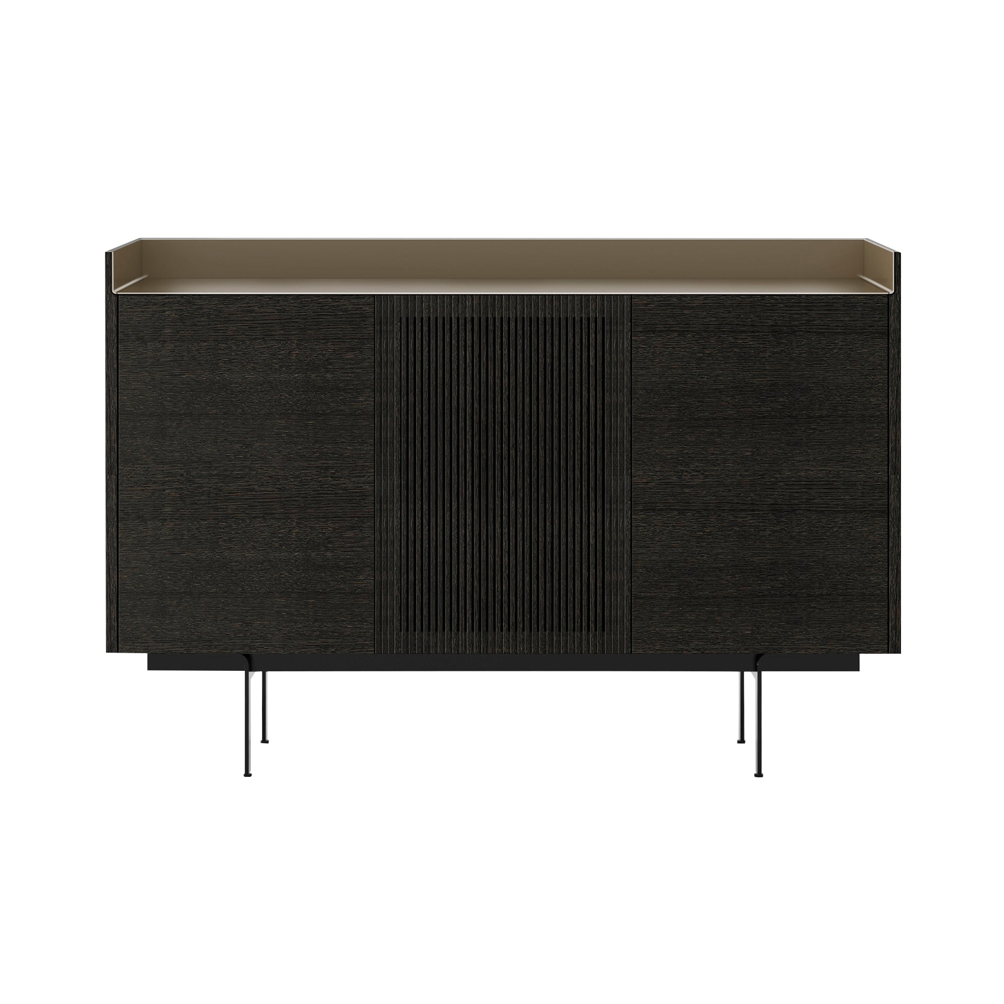 Stockholm STH334 Cupboard: Composition 3 + Dark Grey Stained Oak + Anodized Aluminum Bronze + Black
