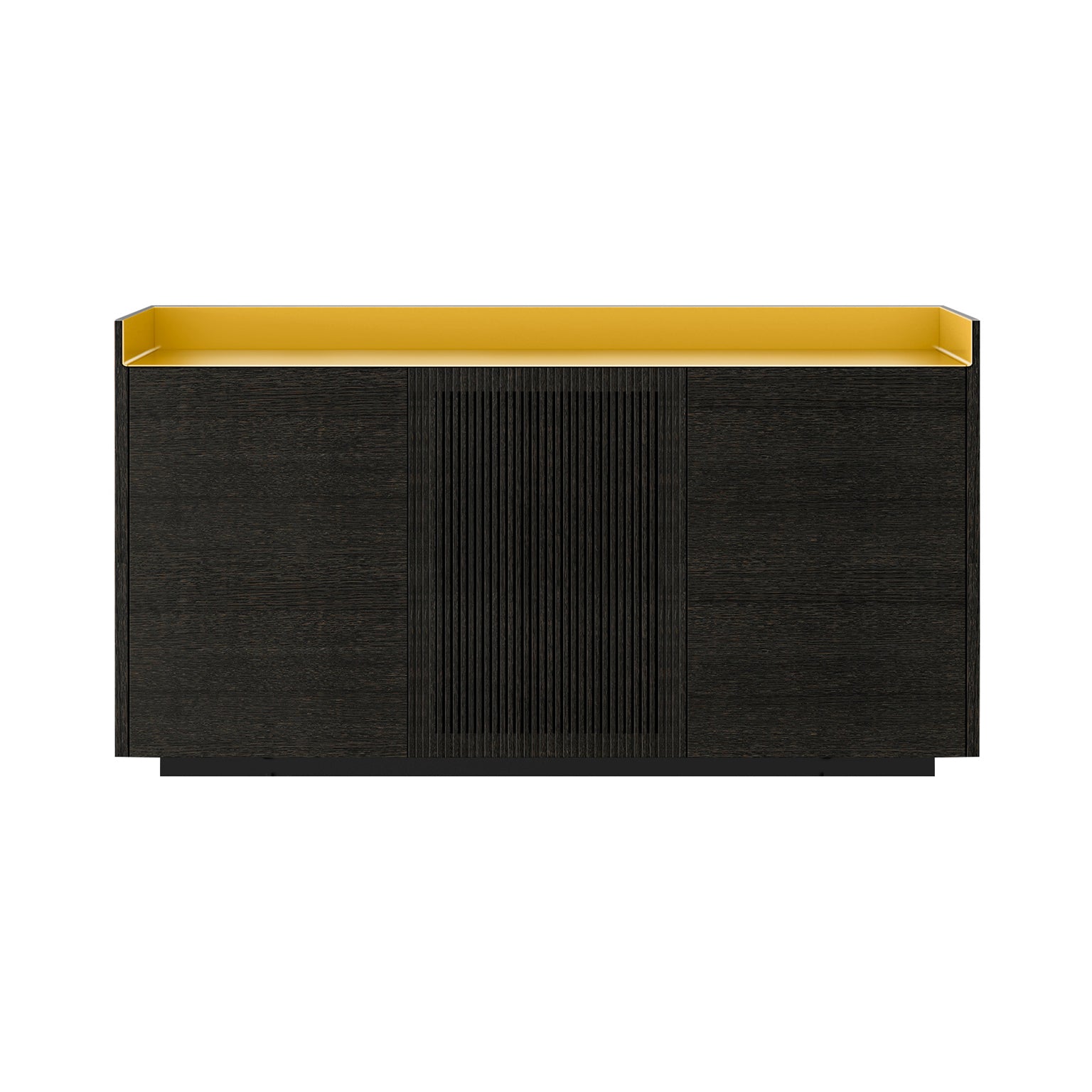 Stockholm STH334 Cupboard: Composition 1 + Dark Grey Stained Oak + Anodized Aluminum Gold + Black