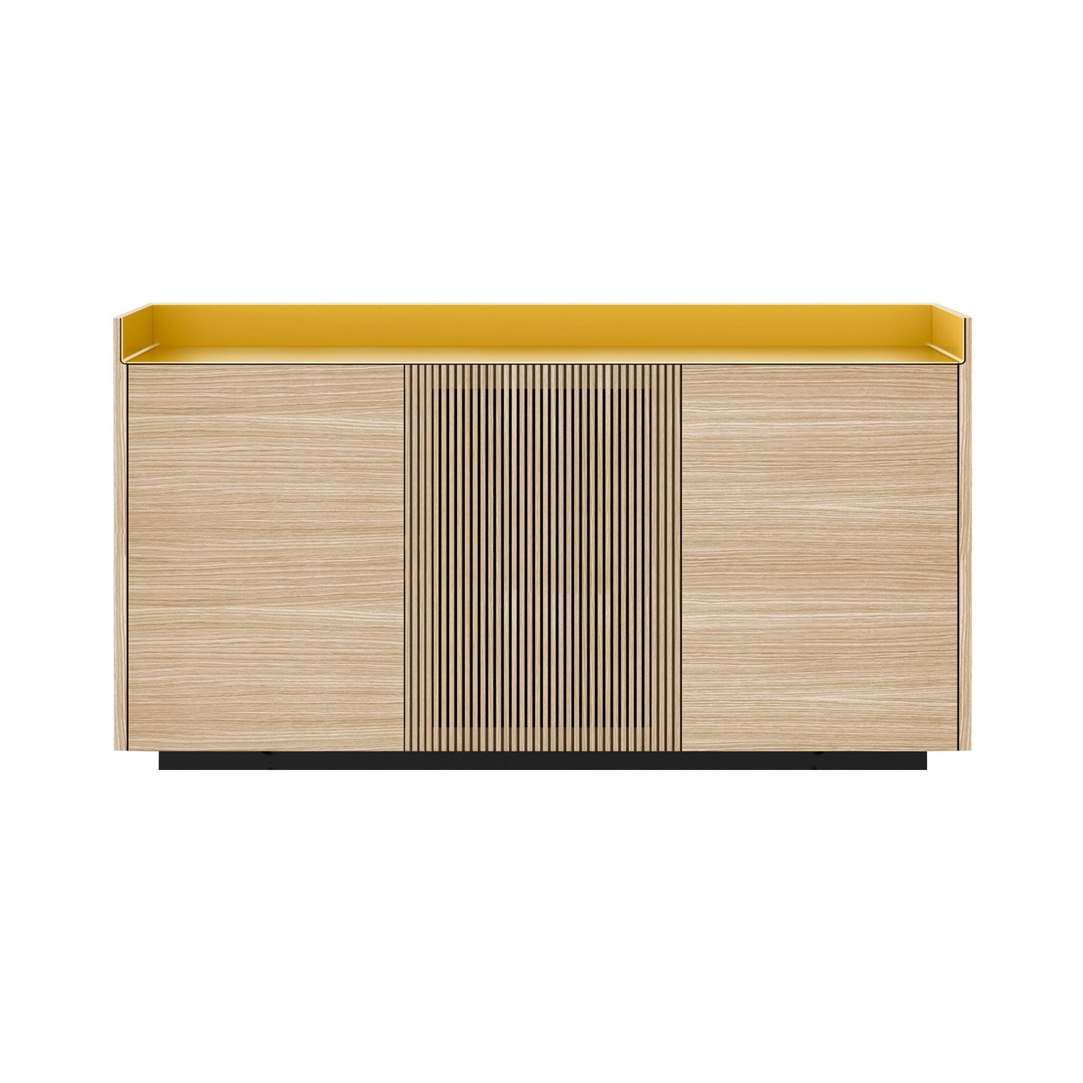 Stockholm STH334 Cupboard: Composition 1 + Whitened Oak + Anodized Aluminum Gold + Black