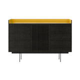 Stockholm STH334 Cupboard: Composition 3 + Dark Grey Stained Oak + Anodized Aluminum Gold + Black