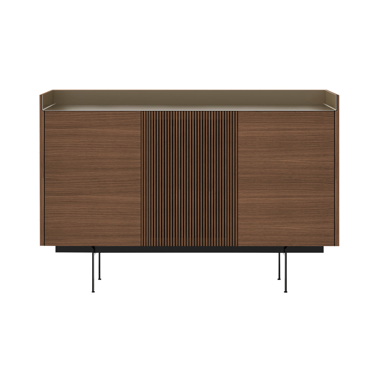 Stockholm STH334 Cupboard: Composition 3 + Walnut Stained Oak + Anodized Aluminum Bronze + Black