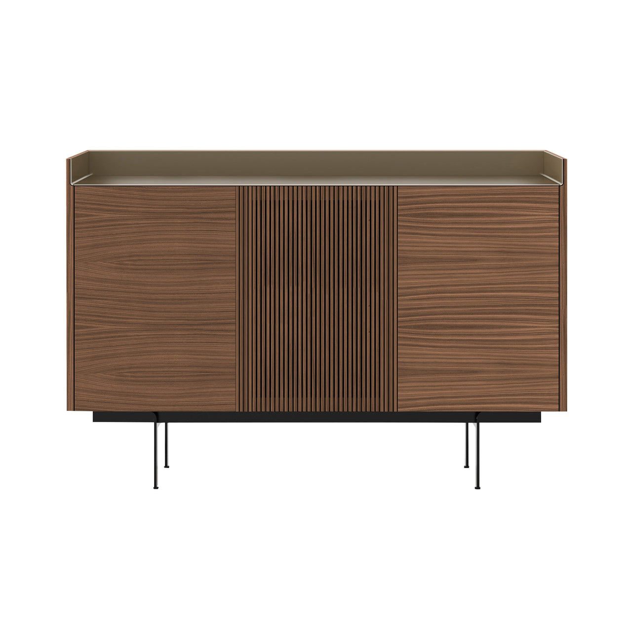Stockholm STH334 Cupboard: Composition 3 + Walnut Stained Walnut + Anodized Aluminum Bronze + Black