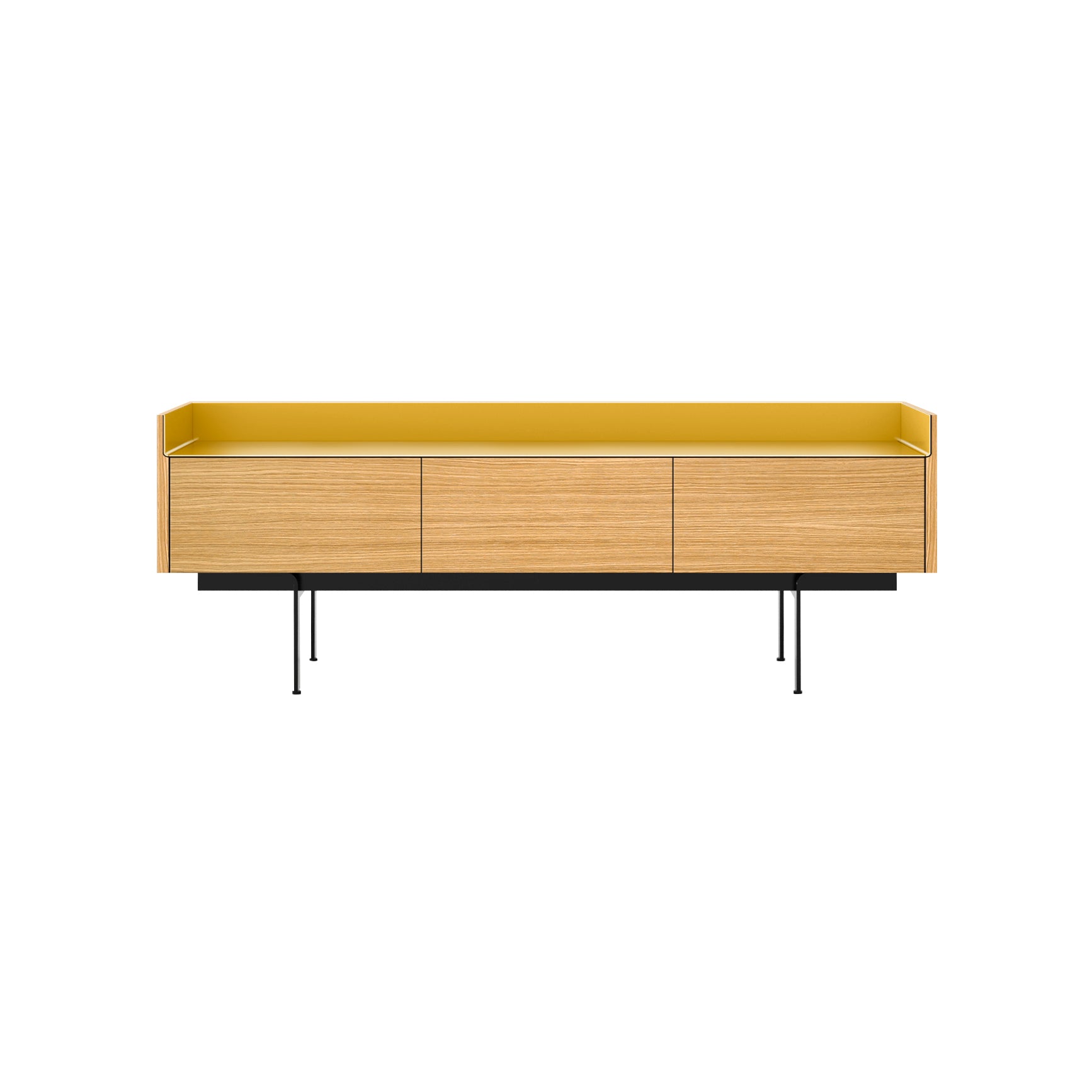 Stockholm STH351 Slim Sideboard: Composition 3+ Super-Matt Oak + Anodized Aluminum Gold + Black