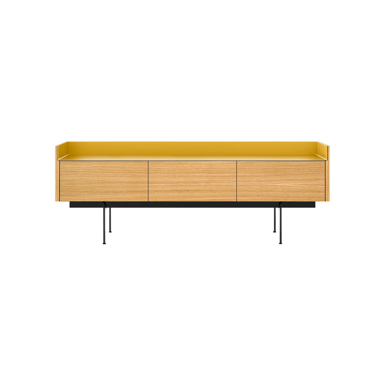 Stockholm STH351 Slim Sideboard: Composition 3+ Super-Matt Oak + Anodized Aluminum Gold + Black