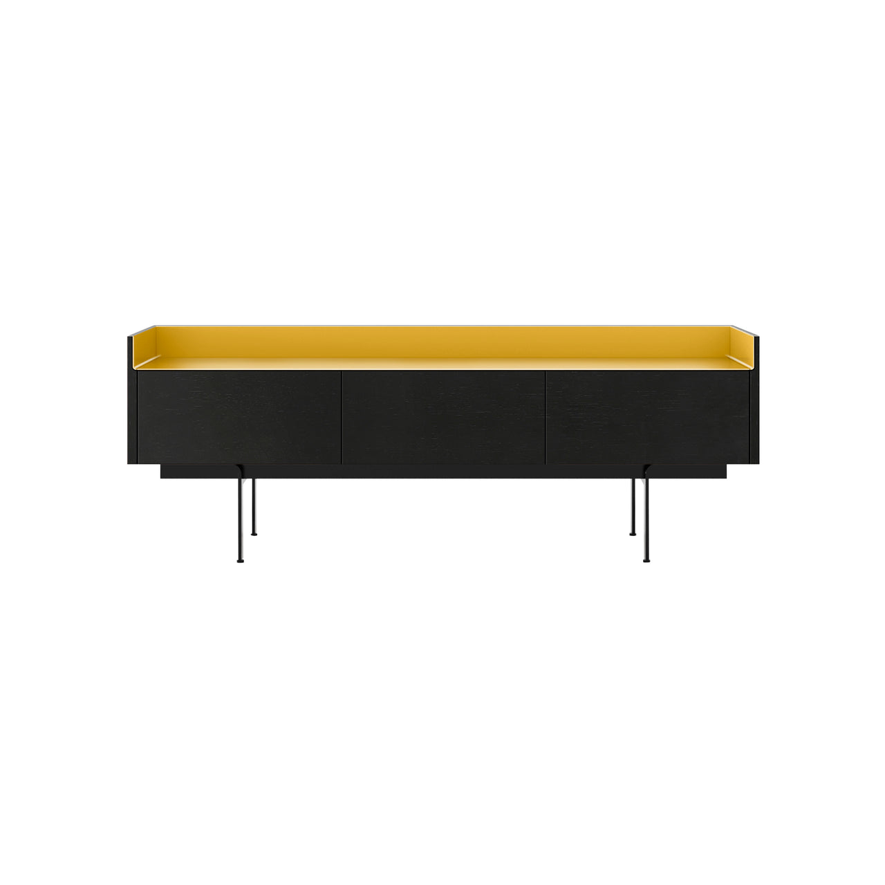 Stockholm STH351 Slim Sideboard: Composition 3 + Ebony Stained Oak + Anodized Aluminum Gold + Black