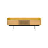 Stockholm STH353 Slim Sideboard: Composition 3 + Super-Matt Oak + Anodized Aluminum Gold + Black