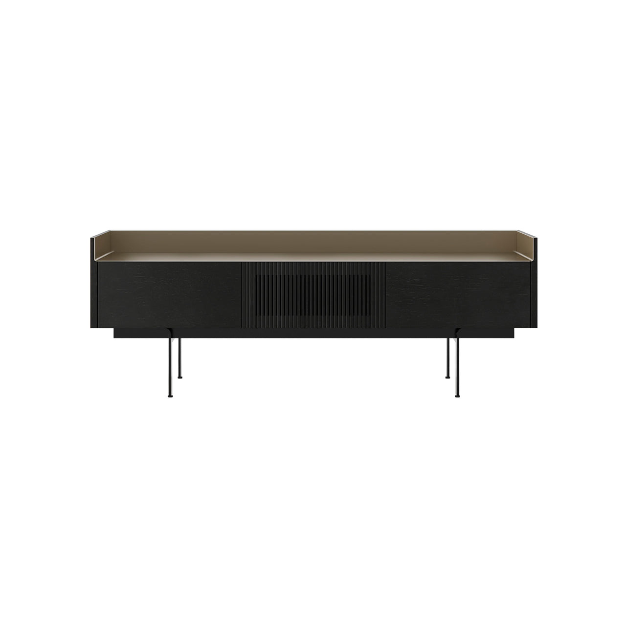 Stockholm Slim Sideboard: STH353 + Ebony Stained Oak + Anodized Aluminum Bronze + Black