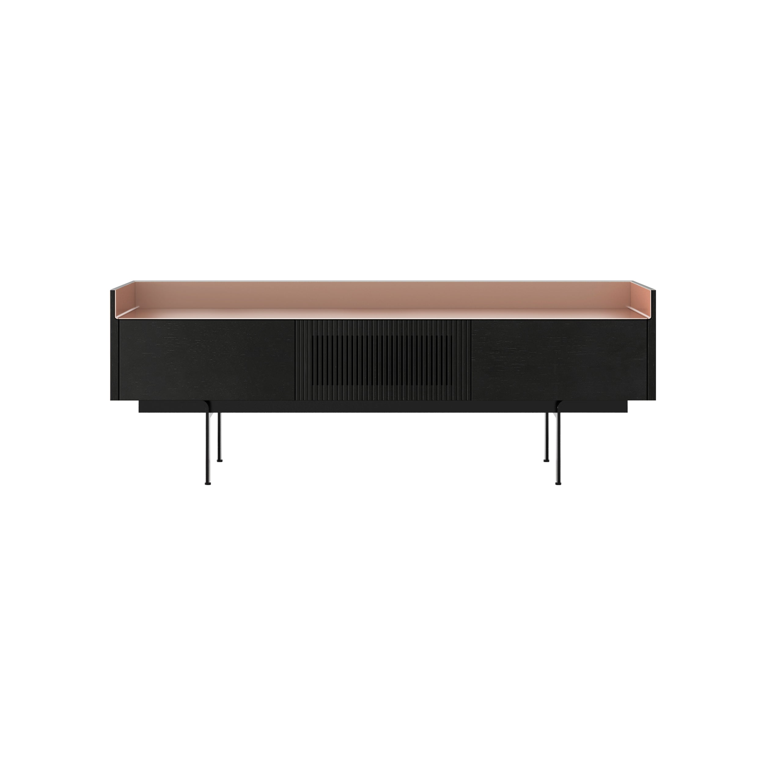 Stockholm Slim Sideboard: STH353 + Ebony Stained Oak + Anodized Aluminum Pale Rose + Black