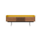 Stockholm STH353 Slim Sideboard: Composition 3 + Super-Matt Walnut + Anodized Aluminum Gold + Black