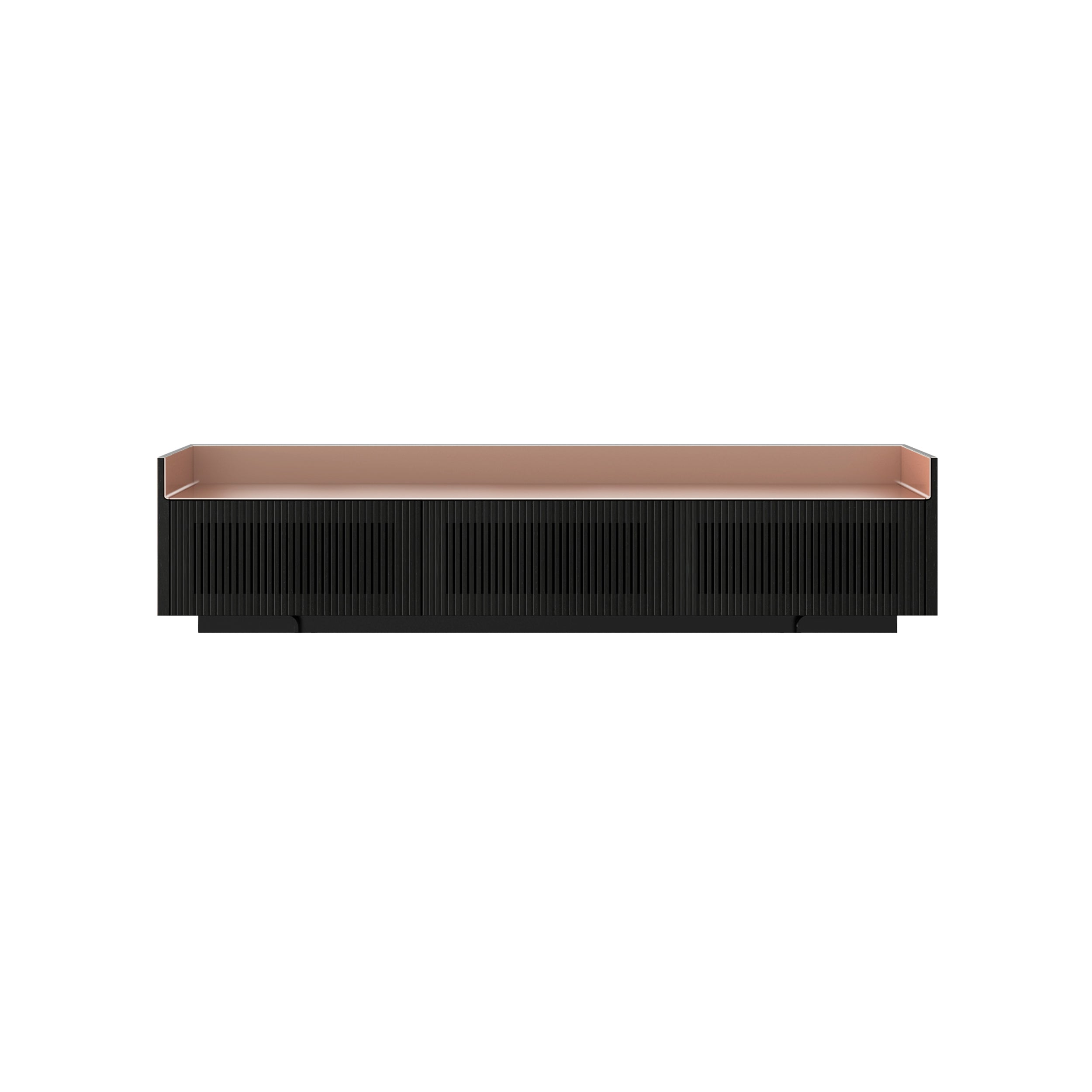 Stockholm STH354 Slim Sideboard: Composition 1 + Ebony Stained Oak + Anodized Aluminum Pale Rose + Black