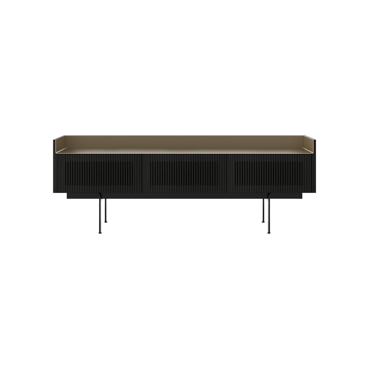Stockholm Slim Sideboard: STH354 +Ebony Stained Oak + Anodized Aluminum Bronze + Black