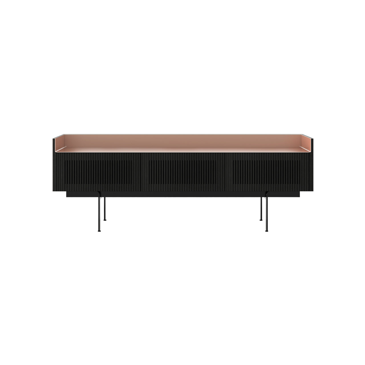 Stockholm Slim Sideboard: STH354 +Ebony Stained Oak + Anodized Aluminum Pale Rose + Black