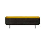 Stockholm STH401 Sideboard: Composition 3 + Dark Grey Stained Oak + Anodized Aluminum Gold + Black