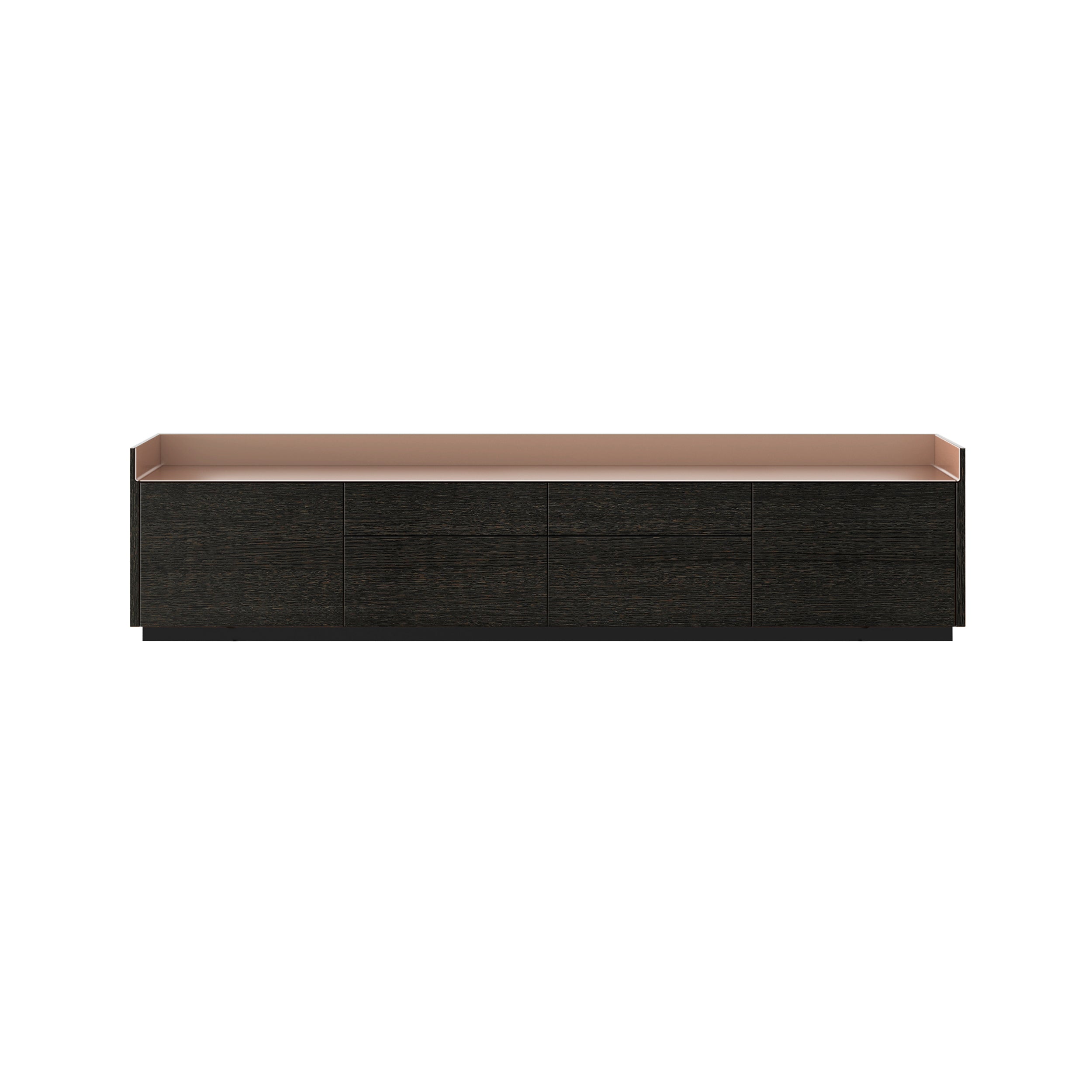 Stockholm STH402 Sideboard: Composition 1 + Dark Grey Stained Oak + Anodized Aluminum Pale Rose + Black