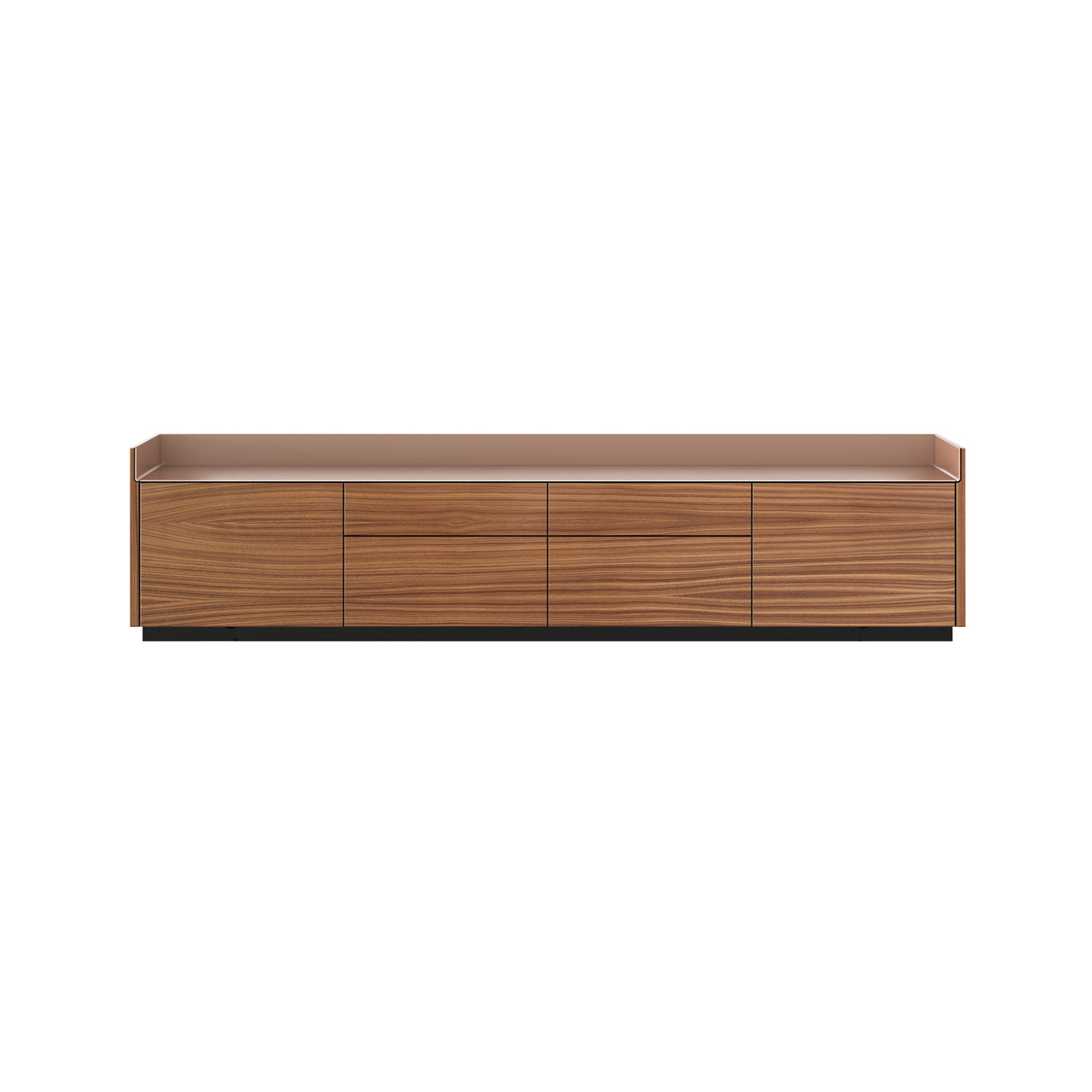 Stockholm STH402 Sideboard: Composition 1 + Super-Matt Walnut + Anodized Aluminum Pale Rose + Black