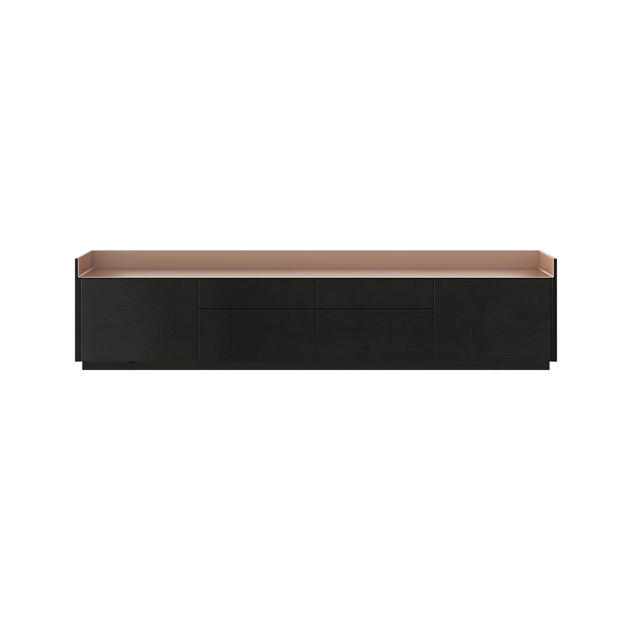 Stockholm STH402 Sideboard: Composition 1 + Ebony Stained Oak + Anodized Aluminum Pale Rose +Black