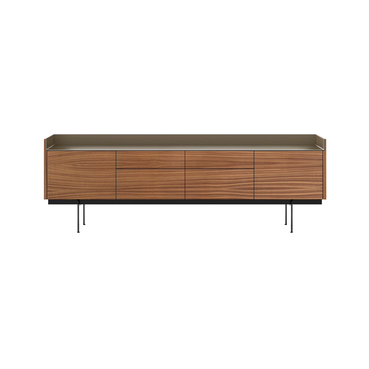 Stockholm STH402 Sideboard: Composition 3 + Super-Matt Walnut + Anodized Aluminum Bronze + Black