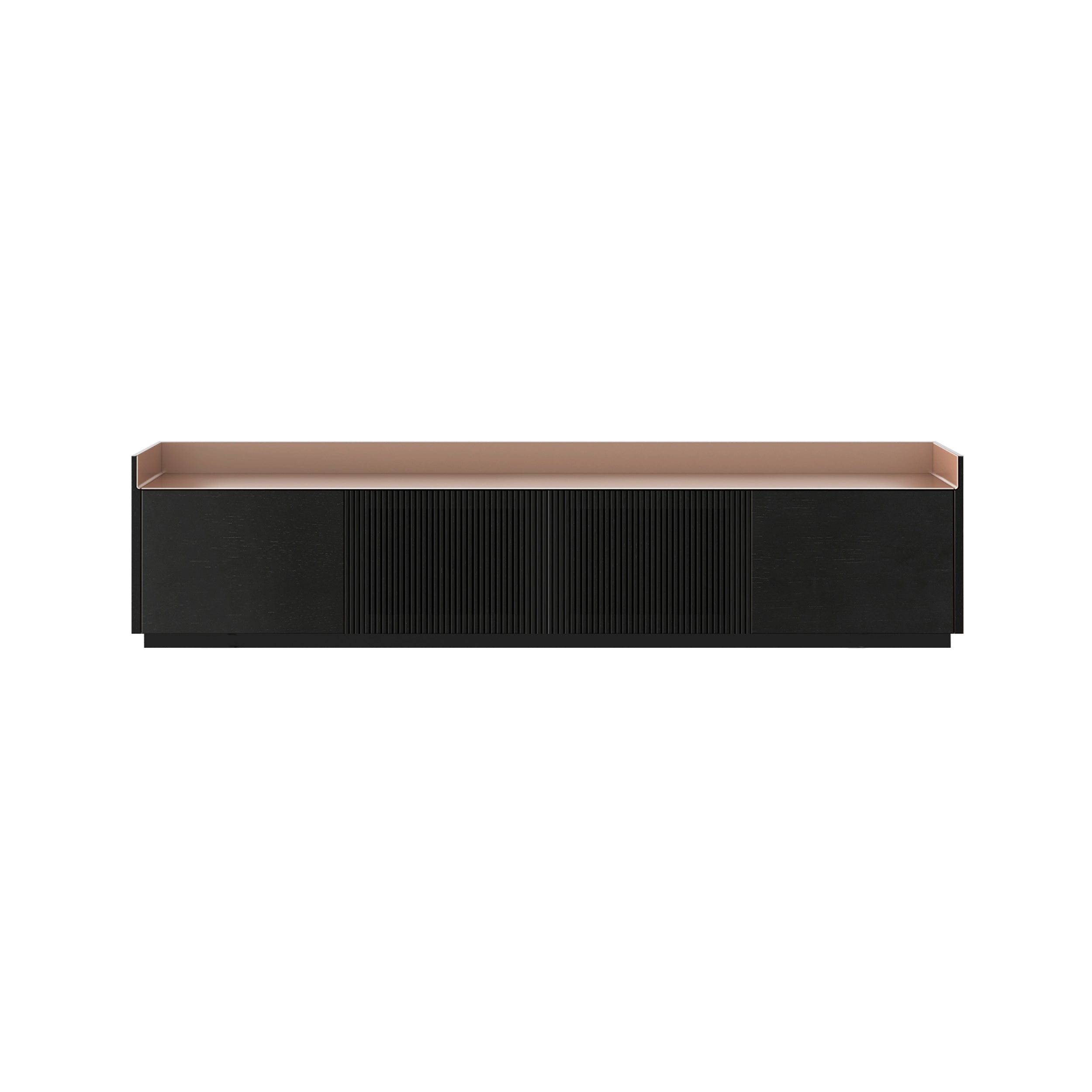 Stockholm STH403 Technic Sideboard: Composition 1 + Ebony Stained Oak + Anodized Aluminum Pale Rose + Black