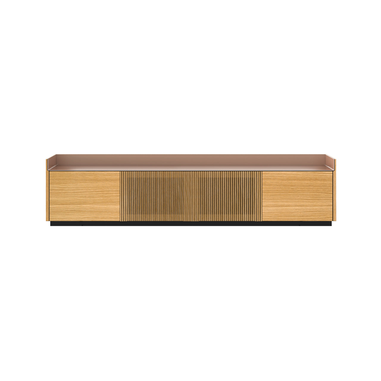 Stockholm STH403 Technic Sideboard: Composition 1 + Super-Matt Oak + Anodized Aluminum Pale Rose + Black