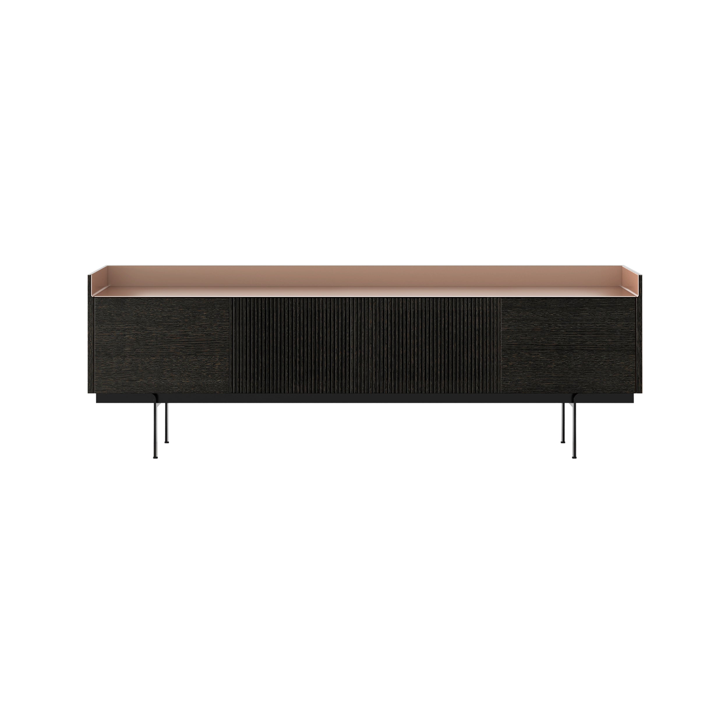 Stockholm Technic Sideboard: STH403 + Dark Grey Stained Oak + Anodized Aluminum Pale Rose + Black
