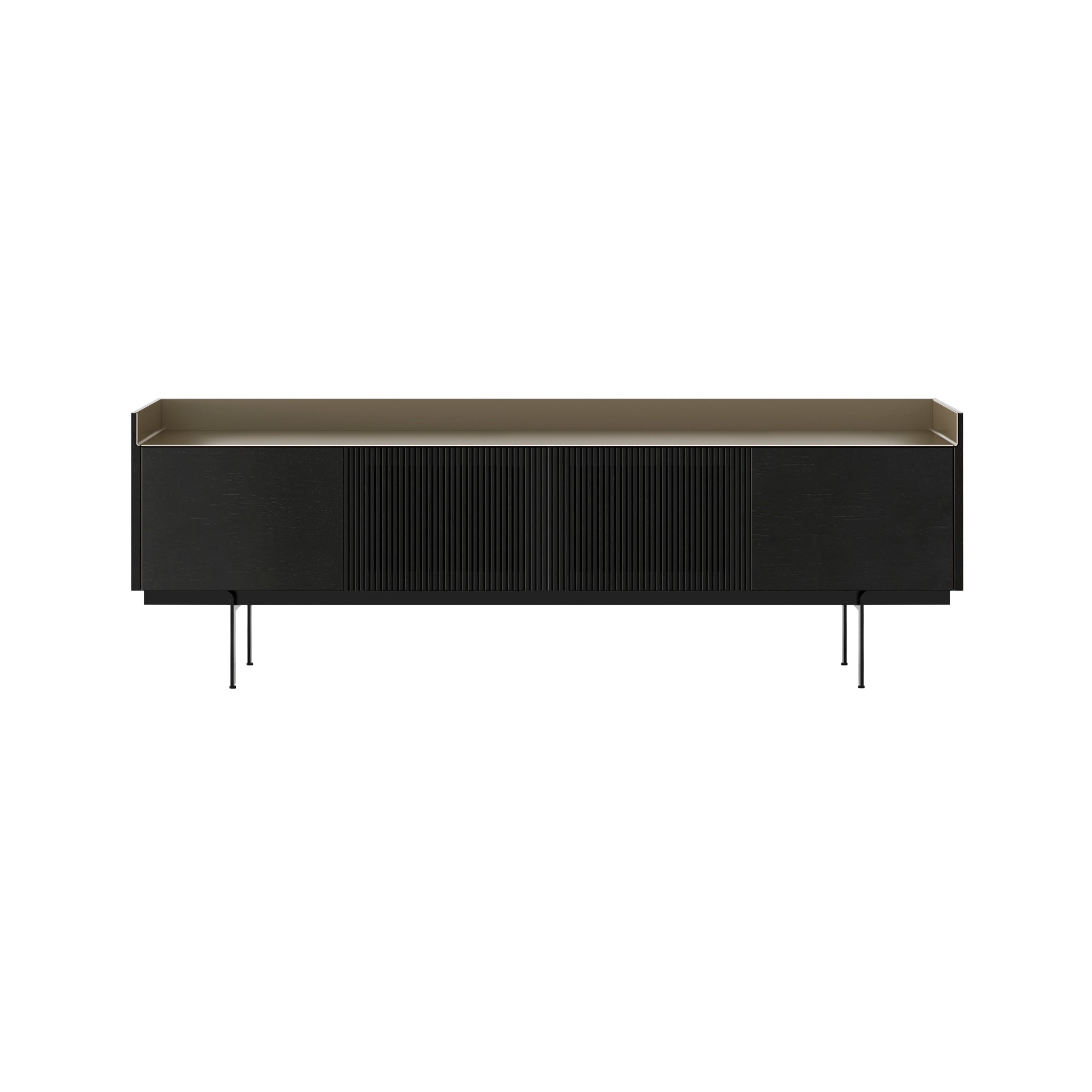 Stockholm STH403 Technic Sideboard: Composition 3 + Ebony Stained Oak + Anodized Aluminum Bronze + Black