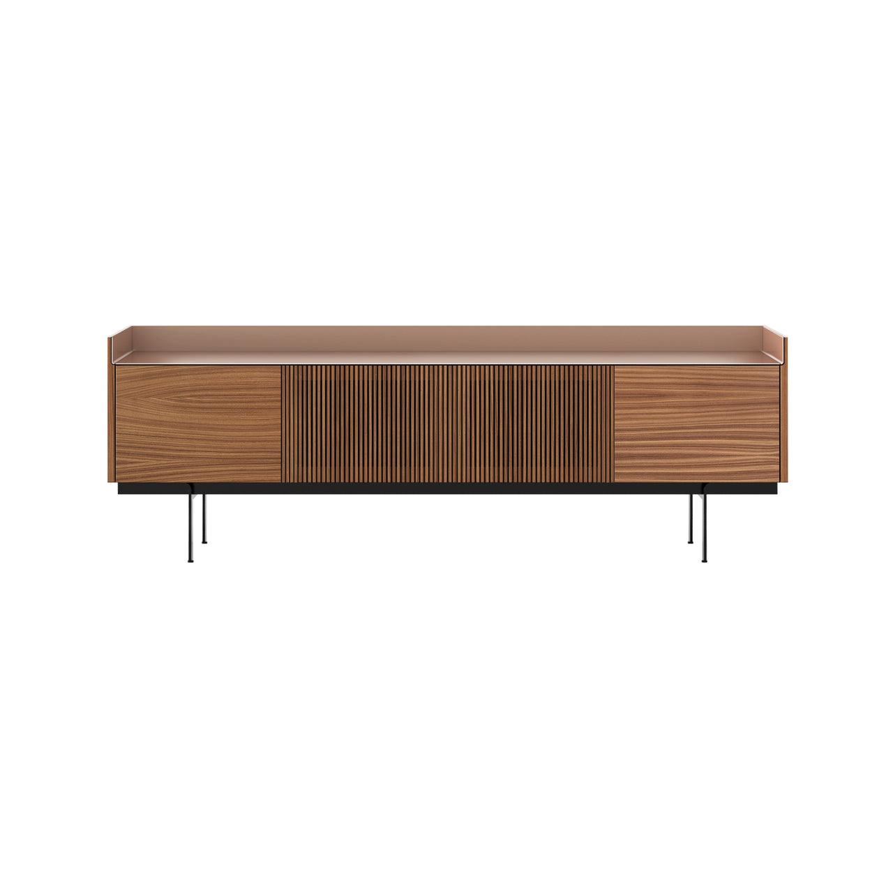 Stockholm Technic Sideboard: STH403 + Walnut Stained Walnut + Anodized Aluminum Pale Rose + Black