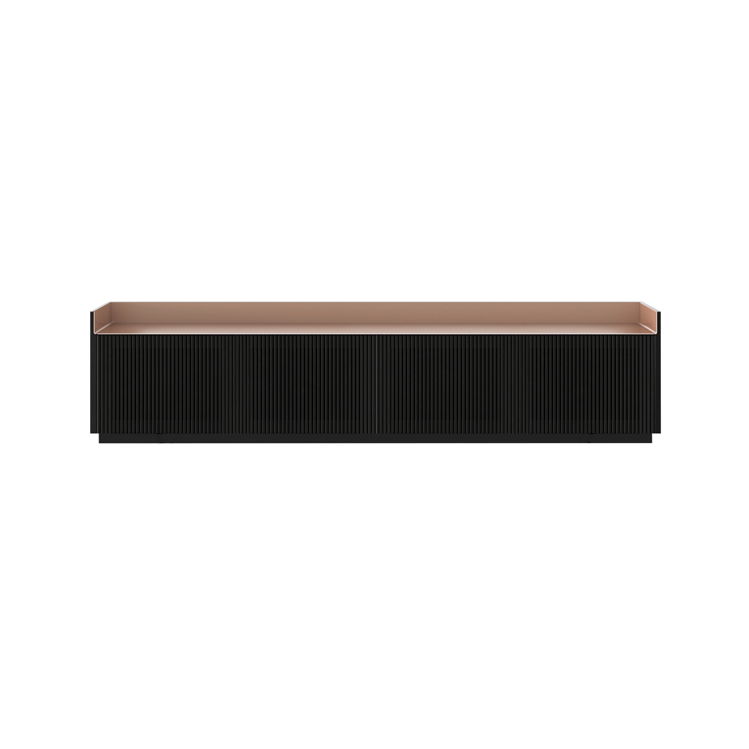 Stockholm STH404 Technic Sideboard: Composition 1 + Ebony Stained Oak + Anodized Aluminum Pale Rose + Black