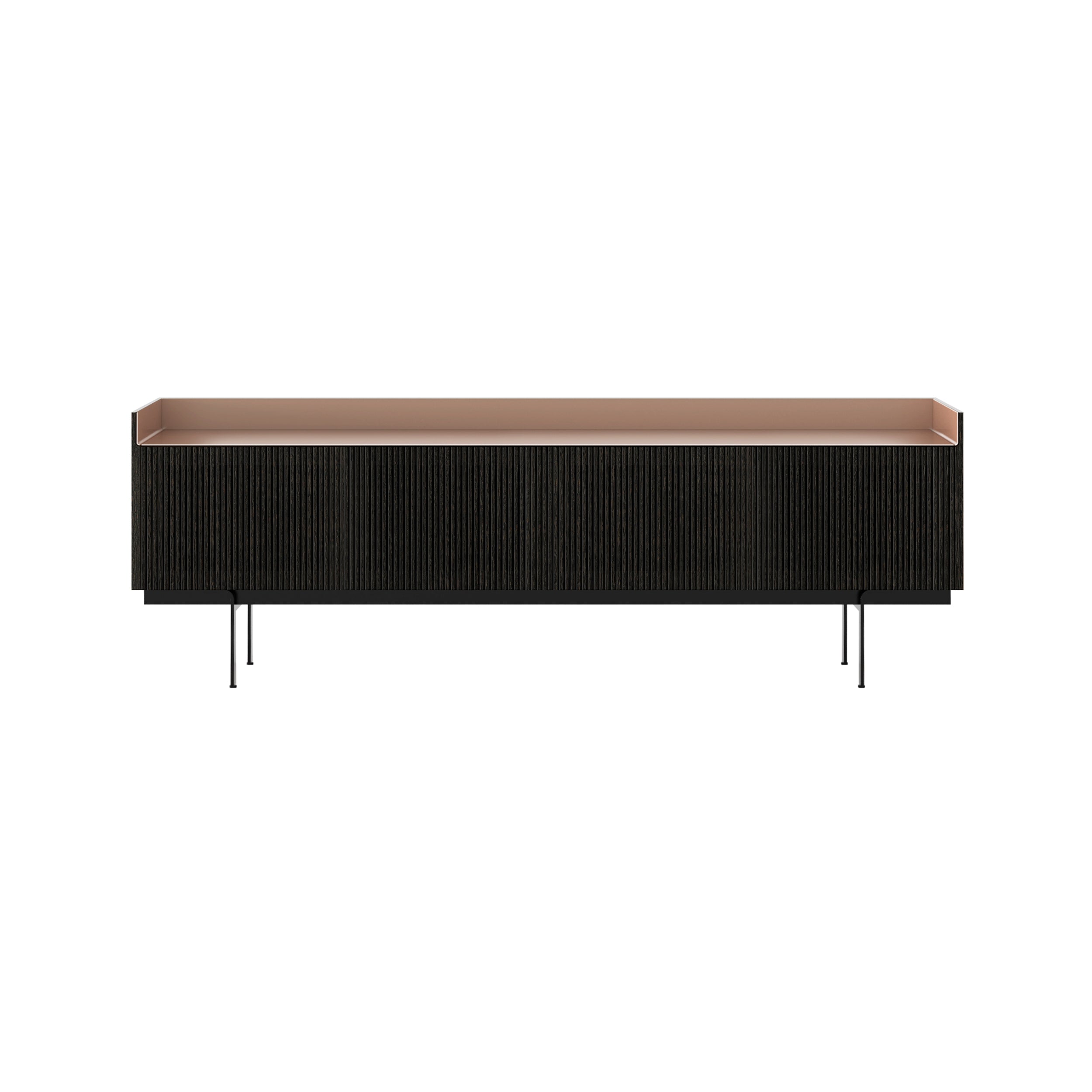Stockholm Technic Sideboard: STH404 + Dark Grey Stained Oak + Anodized Aluminum Pale Rose + Black