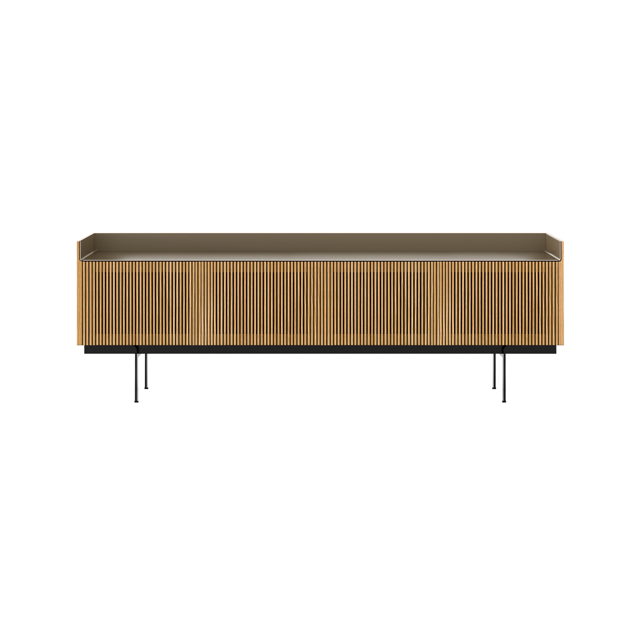 Stockholm STH404 Technic Sideboard: Composition 3 + Super-Matt Oak + Anodized Aluminum Bronze + Black