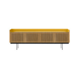 Stockholm STH404 Technic Sideboard: Composition 3 + Super-Matt Oak + Anodized Aluminum Gold + Black