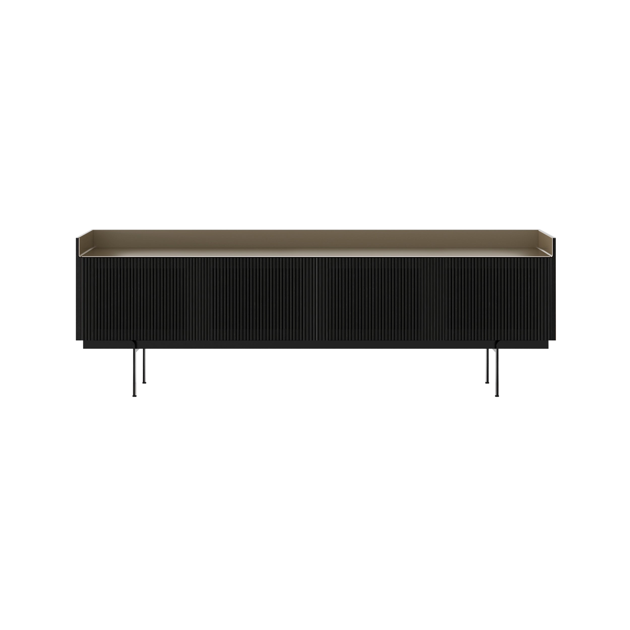 Stockholm STH404 Technic Sideboard: Composition 3 + Ebony Stained Oak + Anodized Aluminum Bronze + Black