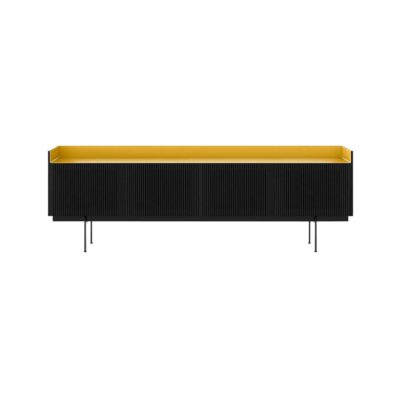 Stockholm STH404 Technic Sideboard: Composition 3 + Ebony Stained Oak + Anodized Aluminum Gold + Black
