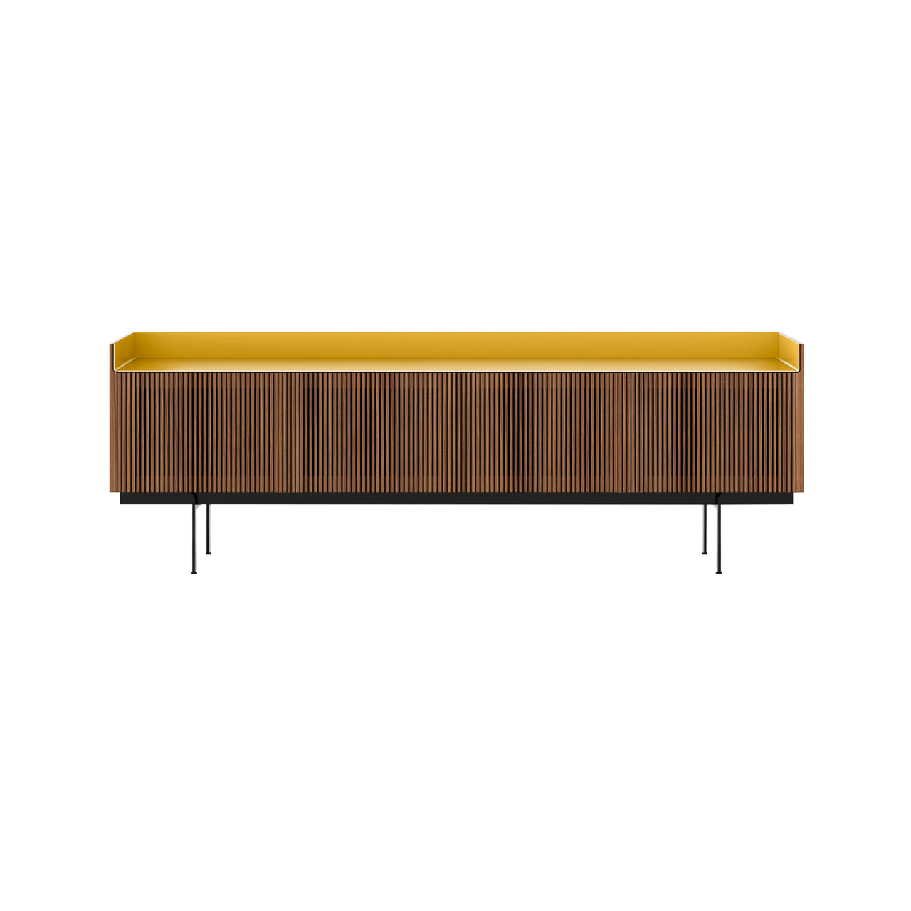 Stockholm STH404 Technic Sideboard: Composition 3 + Super-Matt Walnut + Anodized Aluminum Gold + Black