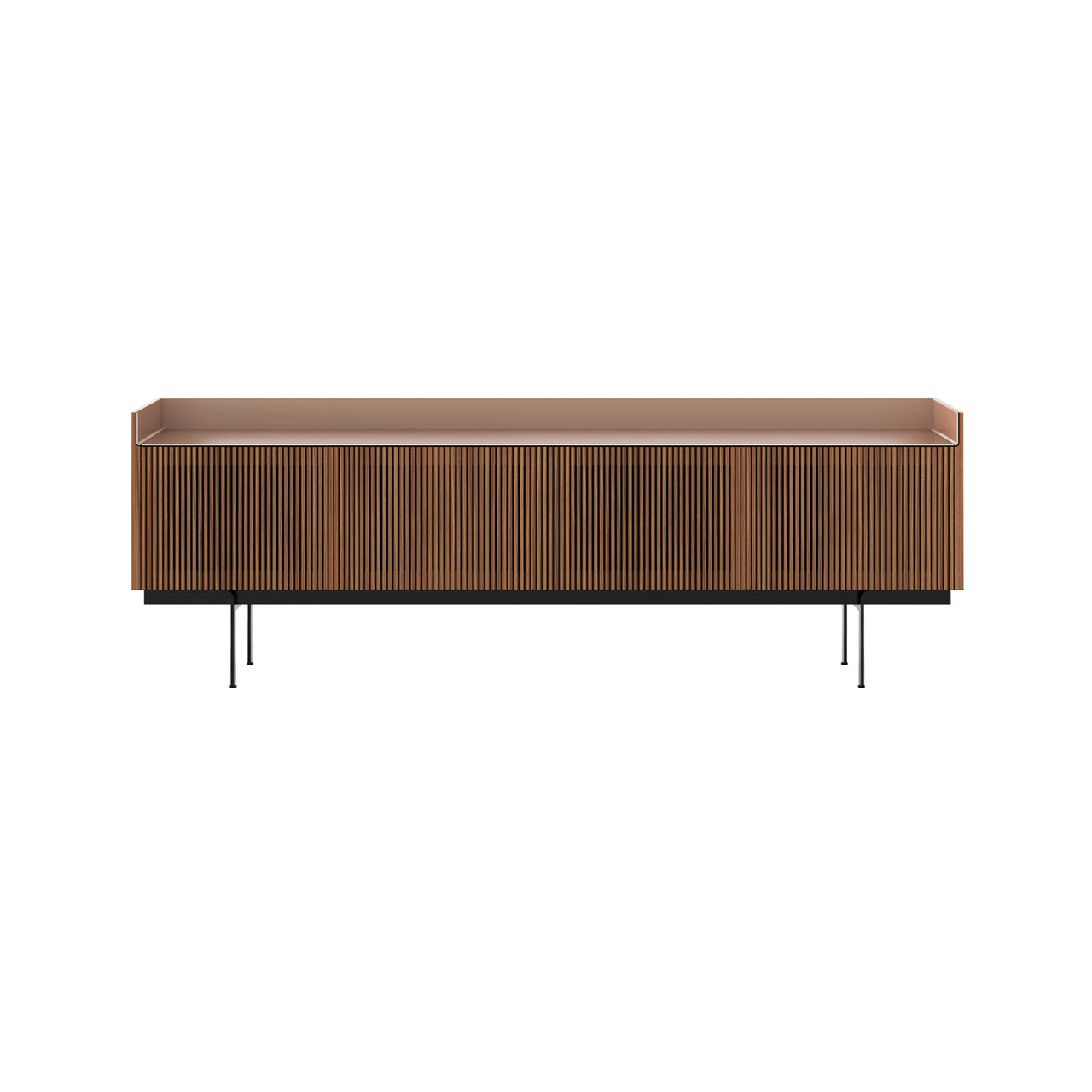 Stockholm Technic Sideboard: STH404 + Walnut Stained Walnut + Anodized Aluminum Pale Rose + Black