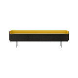 Stockholm STH451 Slim Sideboard: Composition 3 + Dark Grey Stained Oak + Anodized Aluminum Gold + Black