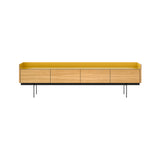 Stockholm STH451 Slim Sideboard: Composition 3 + Super-Matt Oak + Anodized Aluminum Gold + Black