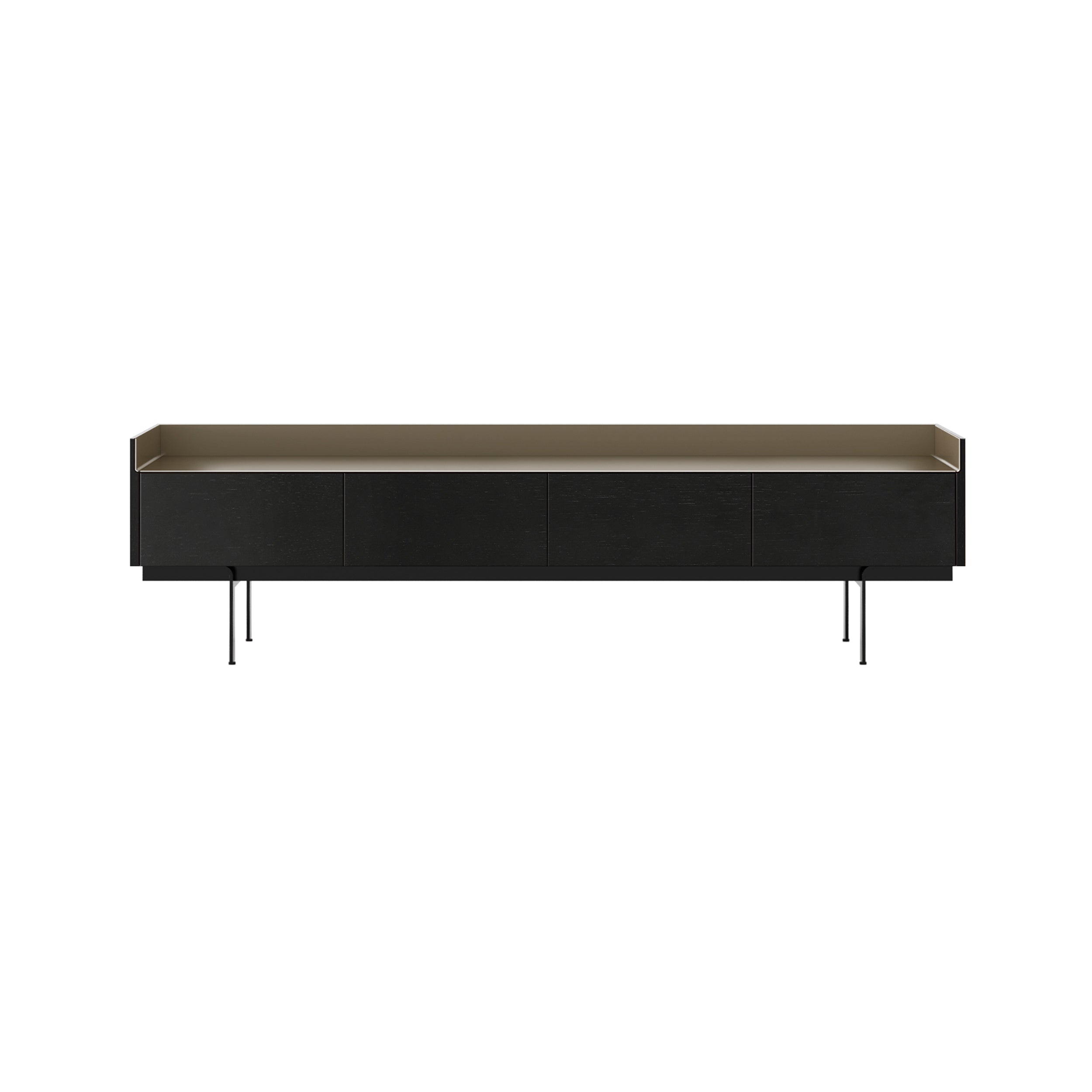 Stockholm Slim Sideboard: STH451 + Ebony Stained Oak + Anodized Aluminum Bronze + Black