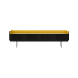 Stockholm STH454 Slim Sideboard: Composition 3 + Dark Grey Stained Oak + Anodized Aluminum Gold + Black