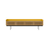 Stockholm STH454 Slim Sideboard: Composition 3 + Super-Matt Oak + Anodized Aluminum Gold + Black