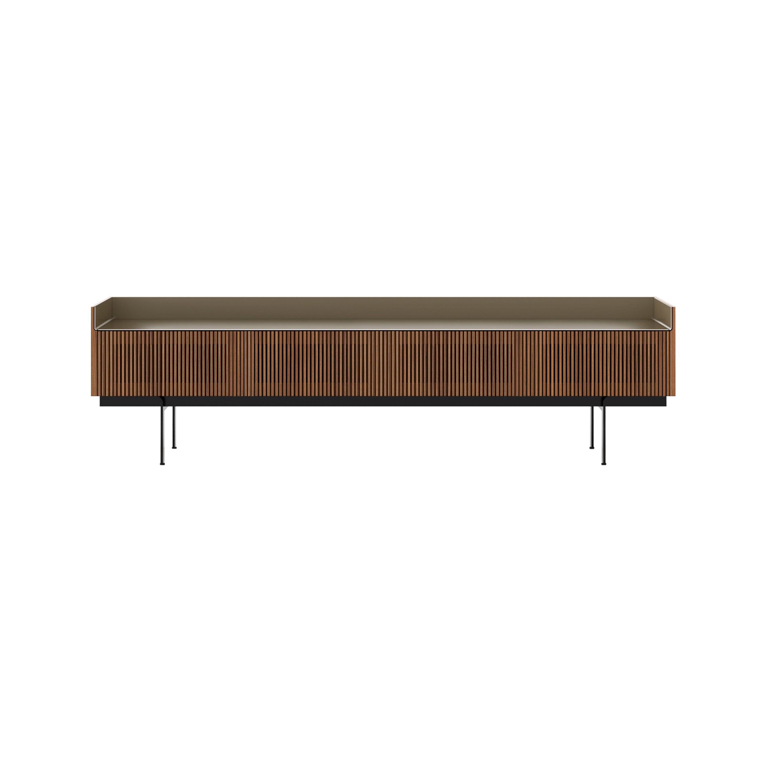 Stockholm STH454 Slim Sideboard: Composition 3 + Super-Matt Walnut + Anodized Aluminum Bronze + Black