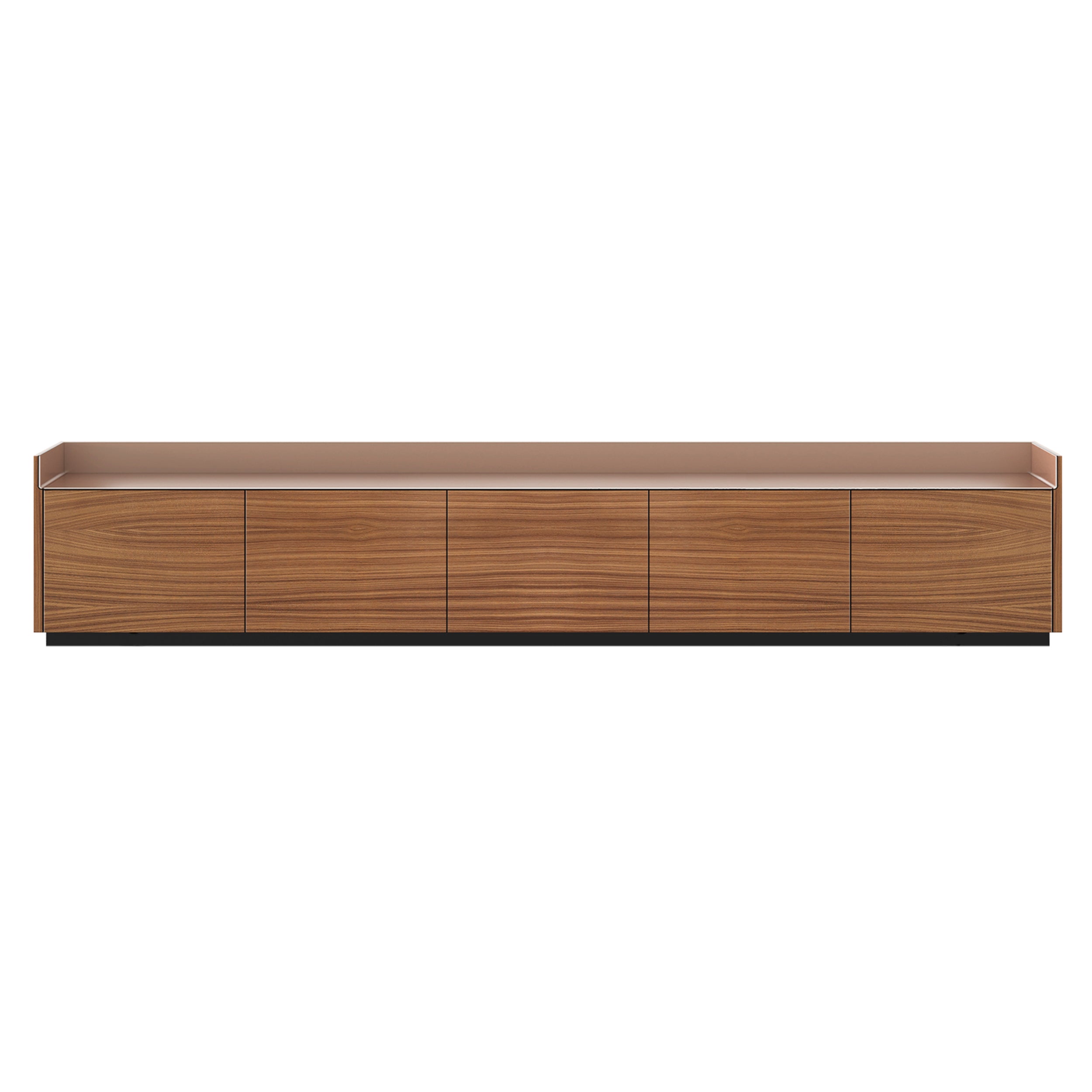 Stockholm STH503 Sideboard: Composition 1 + Super-Matt Walnut + Anodized Aluminum Pale Rose + Black