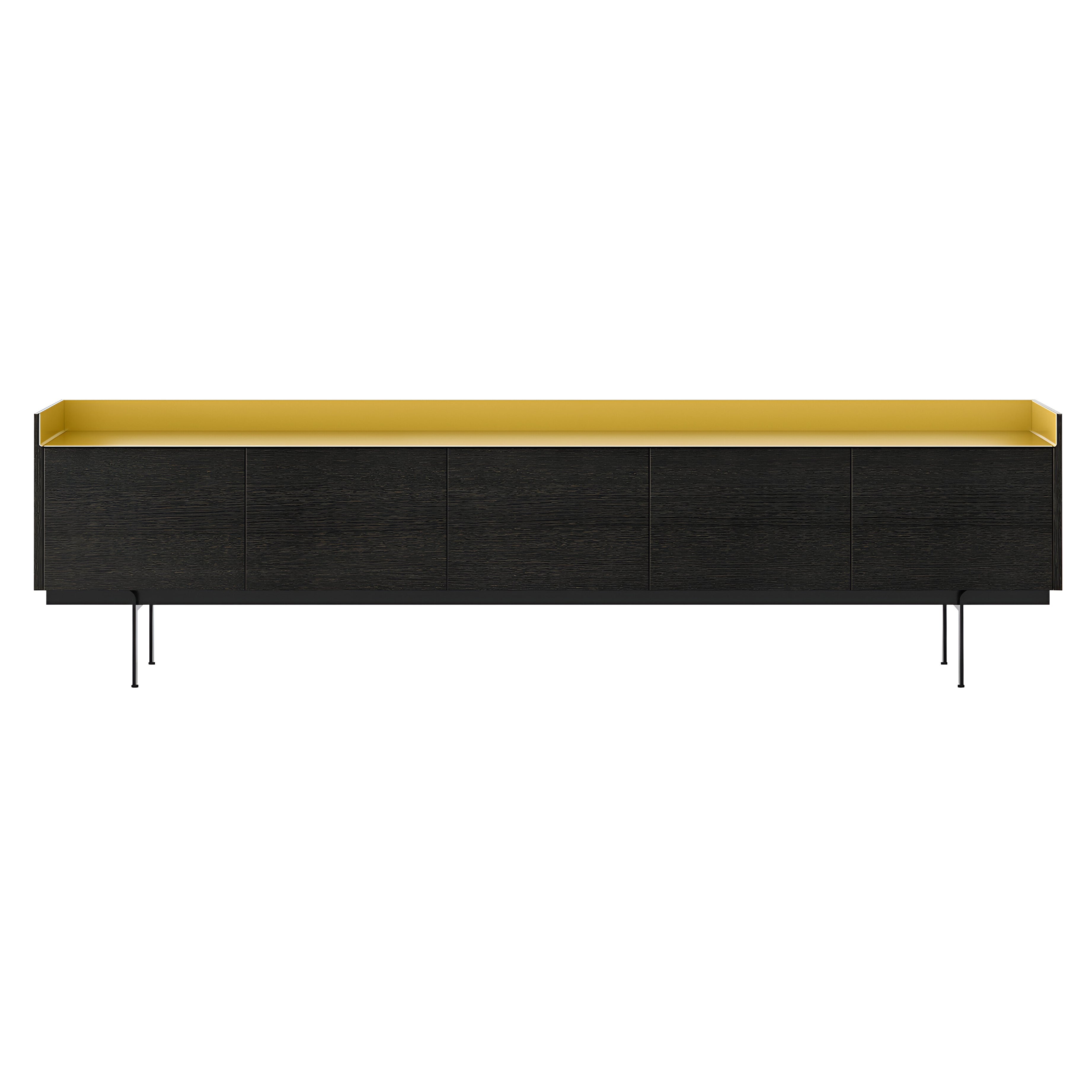 Stockholm STH503 Sideboard: Composition 3 + Dark Grey Stained Oak + Anodized Aluminum Bronze + Black