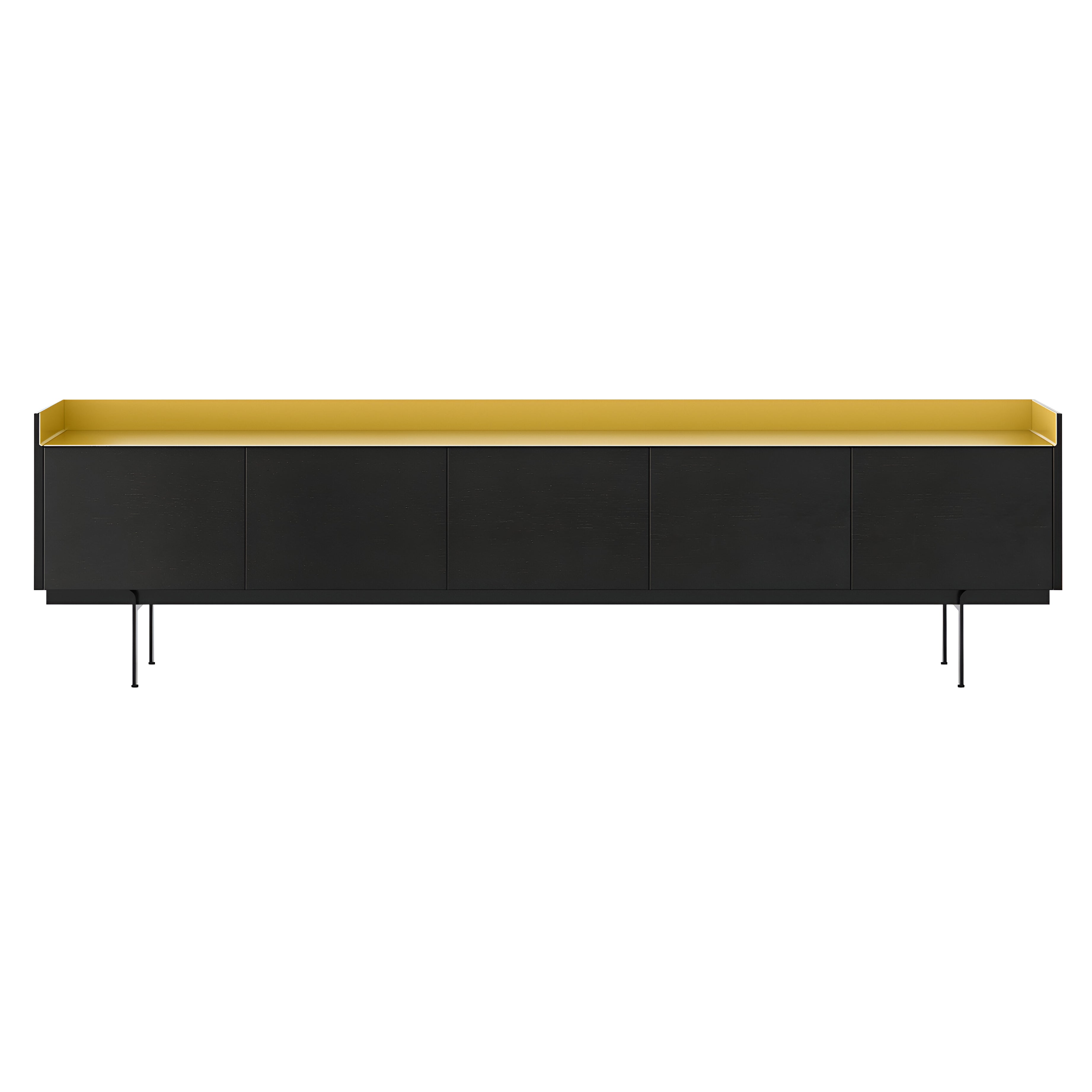 Stockholm STH503 Sideboard: Composition 3 + Ebony Stained Oak + Anodized Aluminum Bronze + Black